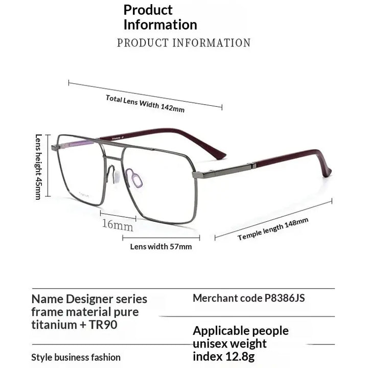 Aror Full Rim 838600 Men’s Double Bridge Steel Square Frames FuzWeb