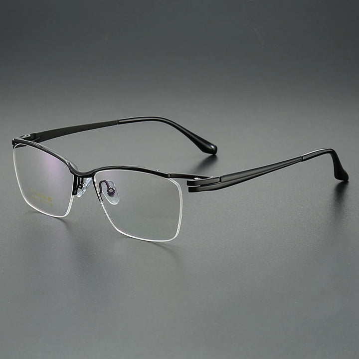 Aror Men's Semi Rim Big Square Brow Line Titanium Eyeglasses 96205