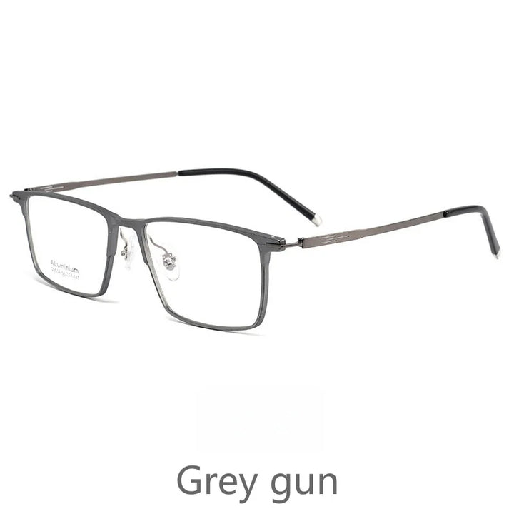 KatKani Men's Full Rim Square  Aluminum Magnesium Eyeglasses 28534 Full Rim KatKani Eyeglasses Grey gun  