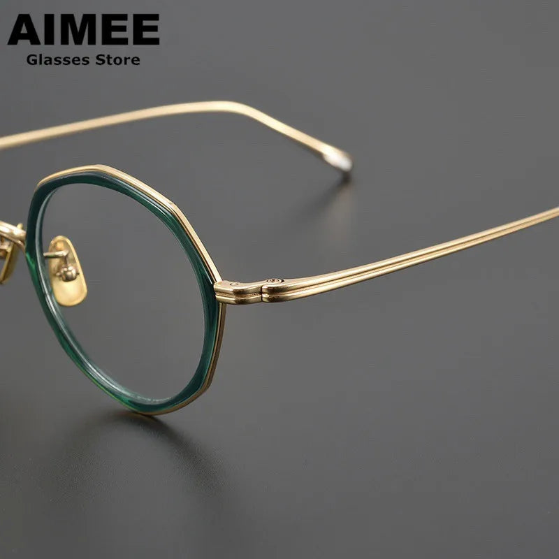 Aimee Unisex Full Rim Polygon Round Titanium Acetate Eyeglasses 8135 Full Rim Aimee   