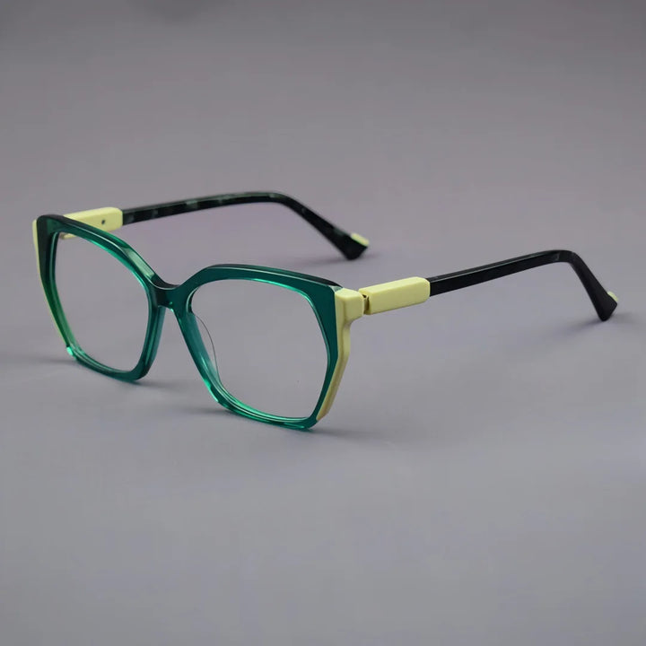 Hewei Women's Full Rim Polygon Cat Eye Acetate Eyeglasses 96103