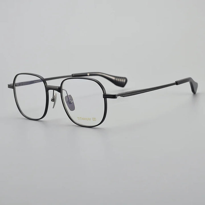 Black Mask Unisex Full Rim Square Titanium Eyeglasses 151d Full Rim Black Mask Black  