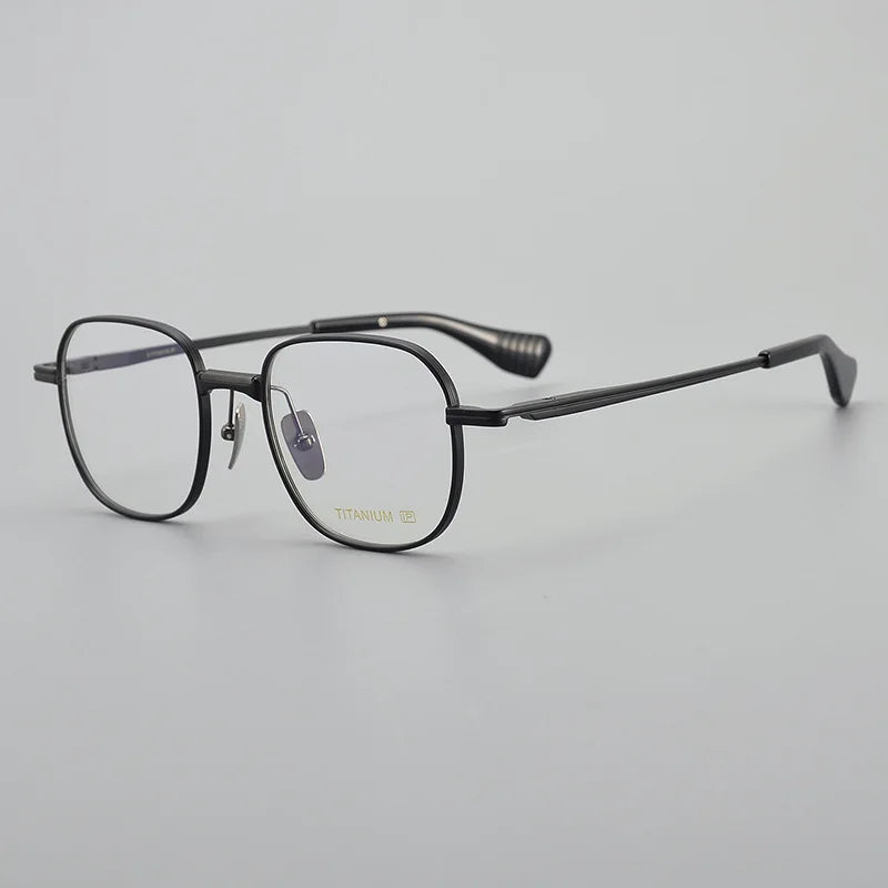 Black Mask Unisex Full Rim Irregular Square Titanium Eyeglasses 914251 Full Rim Black Mask Black