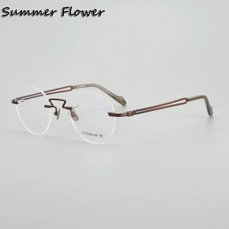 Summer Flower Women's Rimless Round Titanium Eyeglasses 619063