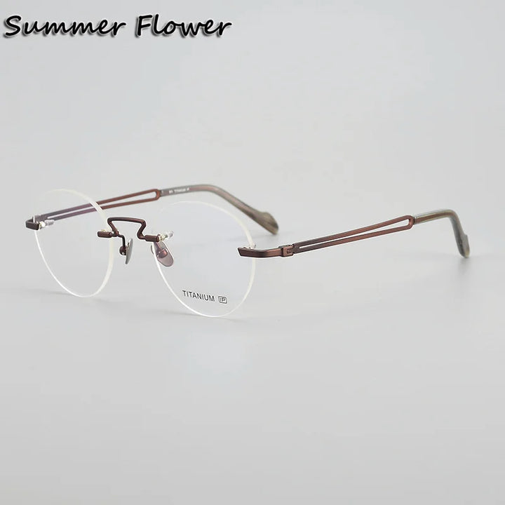 Summer Flower Women's Rimless Round Titanium Eyeglasses 619063