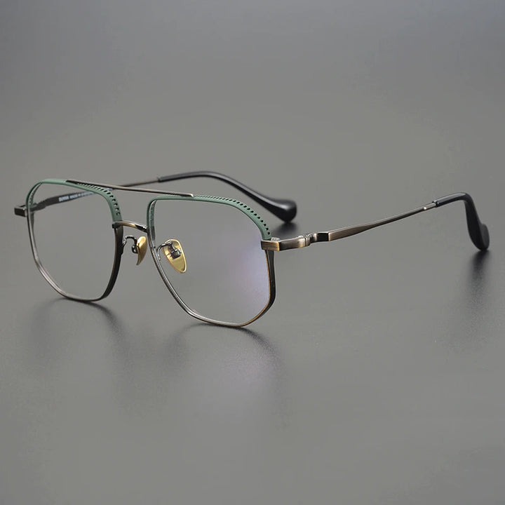 Aimee Unisex Full Rim Square Double Bridge Titanium Eyeglasses 81350