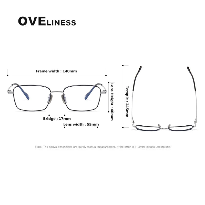 Oveliness Unisex Full Rim Square Titanium Eyeglasses 81015 Full Rim Oveliness   