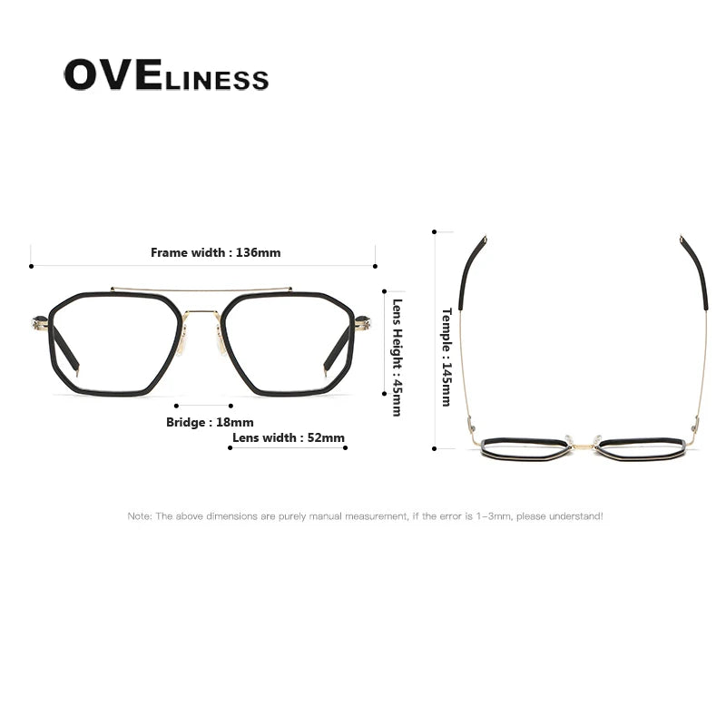 Oveliness Women's Full Rim Oval Double Bridge Acetate Titanium Eyeglasses 8202316