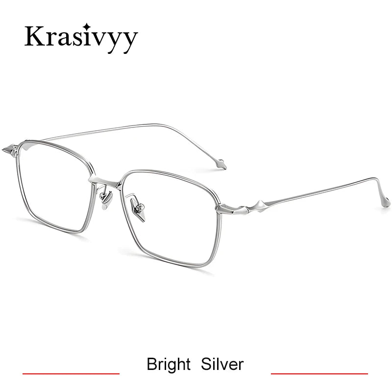 Krasivyy Women's Full Rim Oval Square Titanium Eyeglasses 44300 Full Rim Krasivyy Bright Silver  