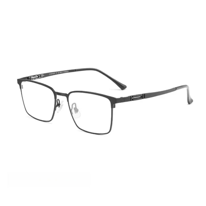 Yimaruili Men's Full Rim Square Titanium Eyeglasses 0239 Full Rim Yimaruili Eyeglasses Black  