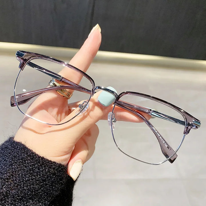 Zirosat Unisex Full Rim Square Tr 90 Alloy Eyeglasses 48018