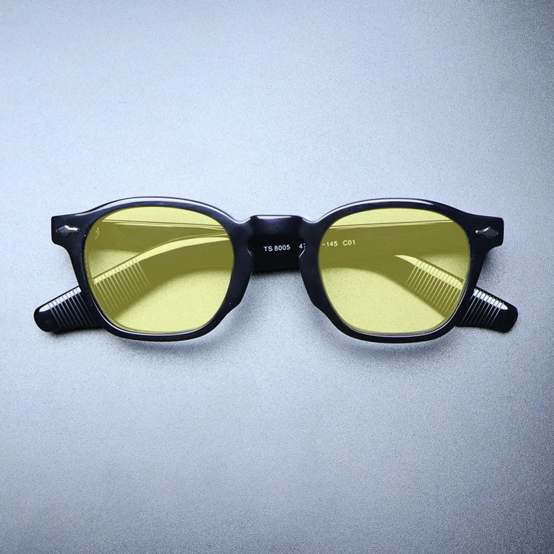 Gatenac Unisex Full Rim Square Acetate Polarized Sunglasses M009 Sunglasses Gatenac Black Yellow  
