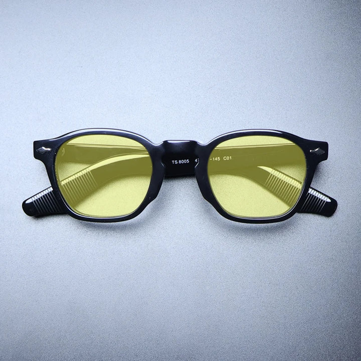 Gatenac Unisex Full Rim Square Acetate Polarized Sunglasses M009 Sunglasses Gatenac Black Yellow  