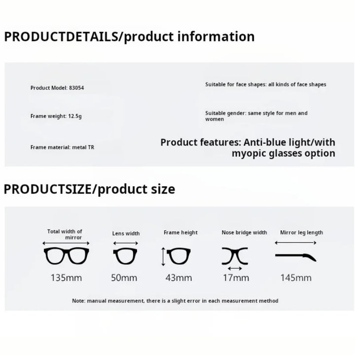 Momoja Women's Full Rim Oval Square Tr 90 Titanium Eyeglasses 783054