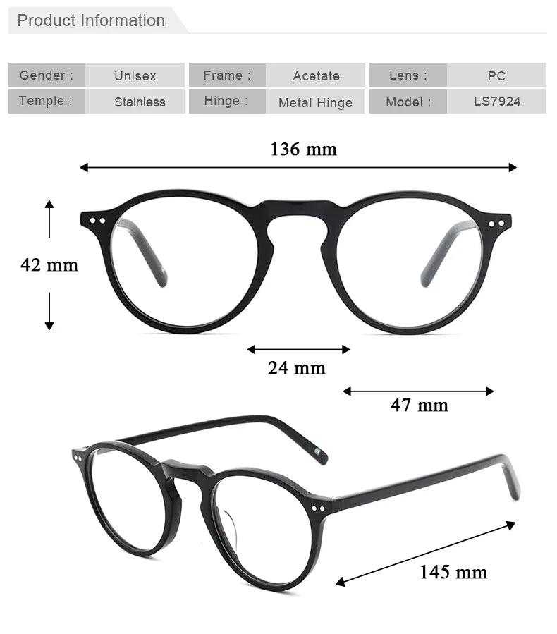 Chashma Ochki Women's Full Rim Round Acetate Alloy Eyeglasses 37924