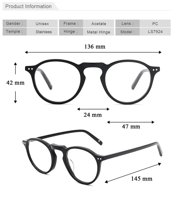 Chashma Ochki Women's Full Rim Round Acetate Alloy Eyeglasses 37924