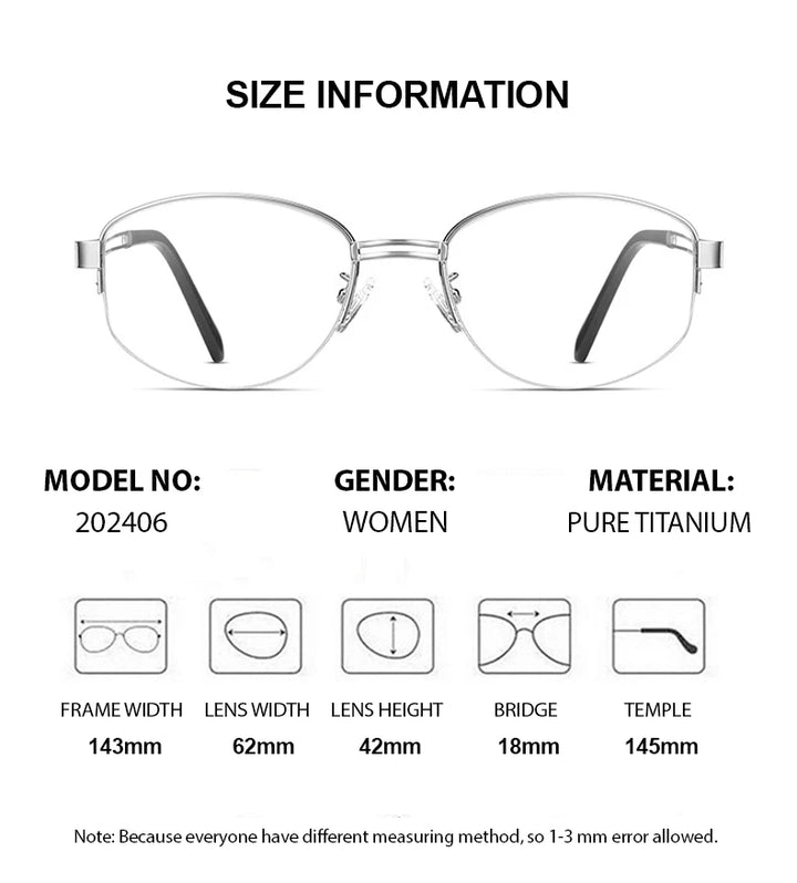 Summer Flower Unisex Semi Rim Oval Titanium Eyeglasses 202406 Semi Rim Summer Flower