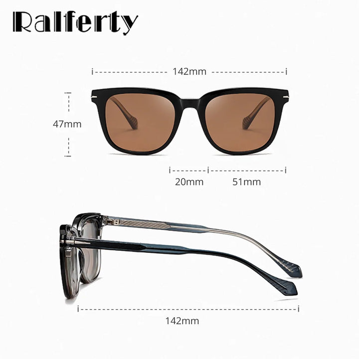 Ralferty Unisex Full Rim Square Tr 90 Alloy Eyeglasses Clip On Sunglasses 534206