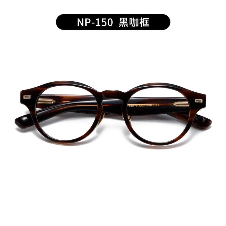 Nobler Unisex Full Rim Round Acetate Spring Hinge Eyeglasses N150 Full Rim Nobler C41  