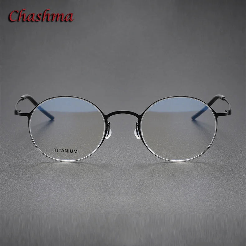 Chashma Ochki Unisex Full Rim Round Titanium Eyeglasses 5504 Full Rim Chashma Ochki   