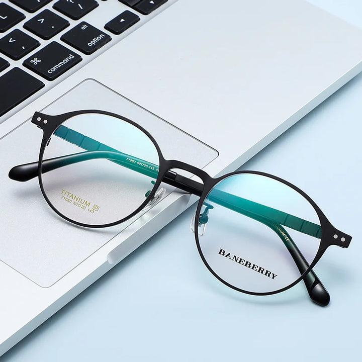 Reven Jate Unisex Full Rim Oval Round Titanium Eyeglasses 710804