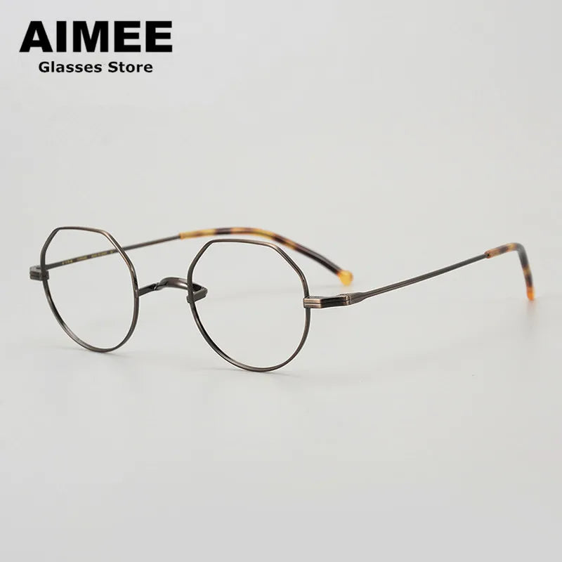 Aimee Unisex Full Rim Flat Top Round Titanium Eyeglasses 88042 Full Rim Aimee   