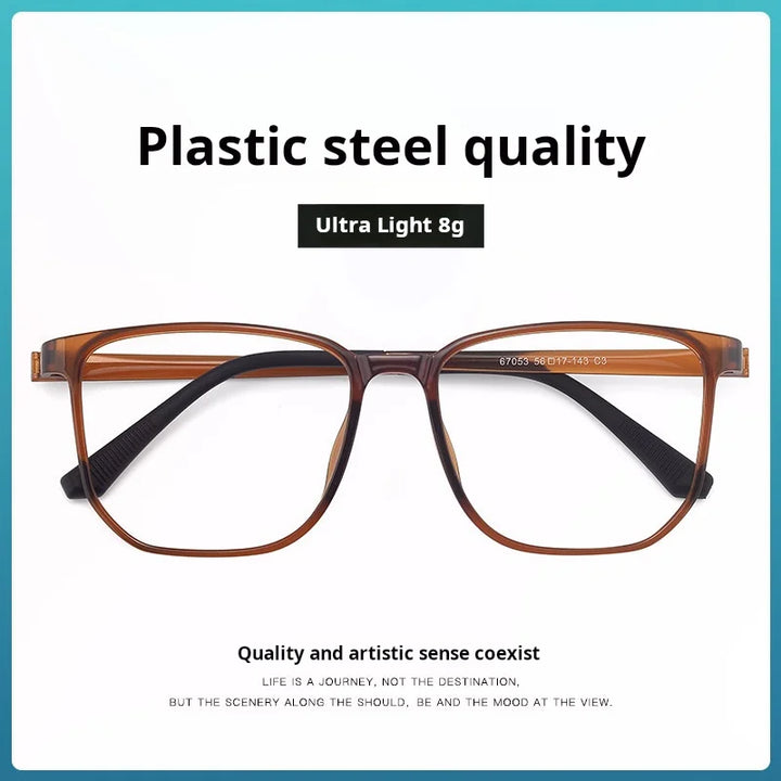 Xbora Unisex Full Rim Square Tr 90 Stainless Steel Eyeglasses 67053
