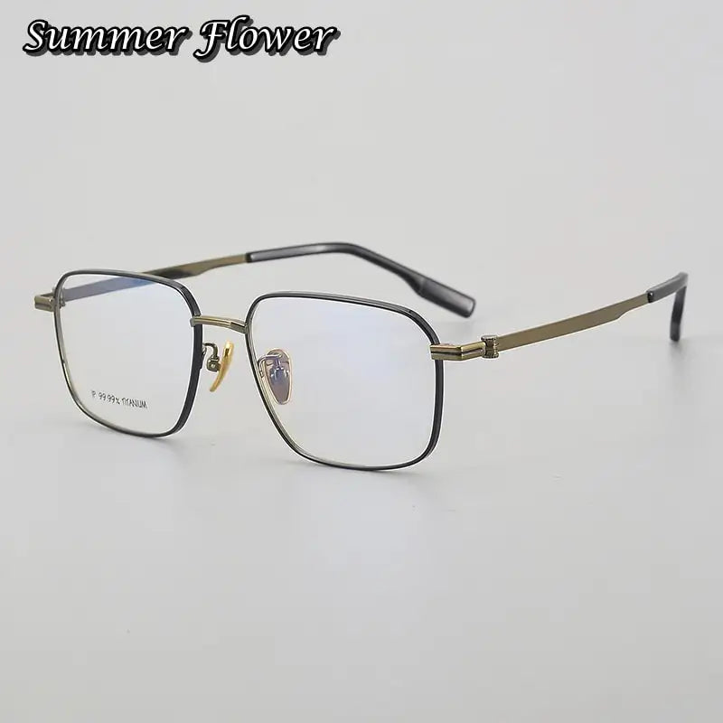 Summer Flower Men's Full Rim Polygon Square Titanium Eyeglasses 60204