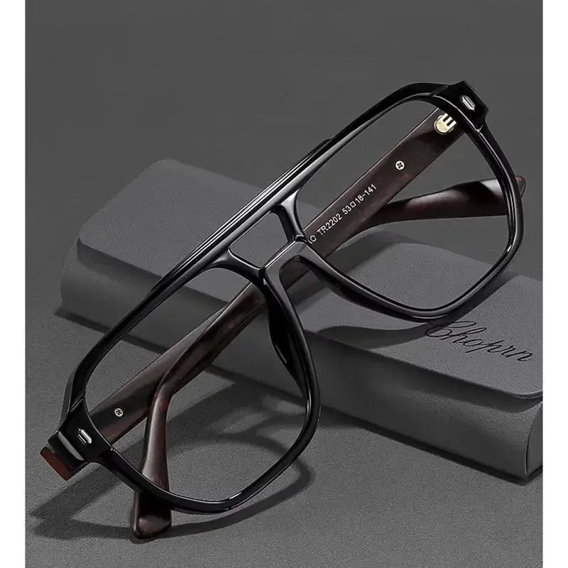 Hdcrafter Mens Full Rim Double Bridge Square Wood Acetate Frames 220200 — view 1 | Hdcrafter Eyeglasses at FuzWeb