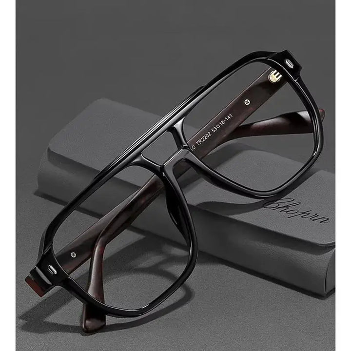 Hdcrafter Mens Full Rim Double Bridge Square Wood Acetate Frames 220200 — view 1 | Hdcrafter Eyeglasses at FuzWeb