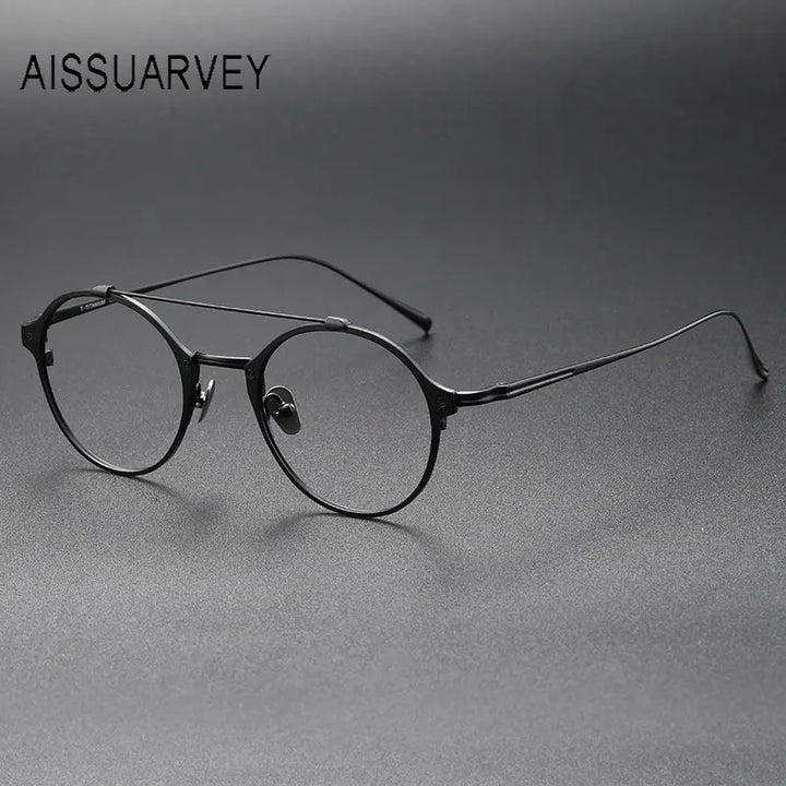 Aissuarvey Unisex Full Rim Round Double Bridge Titanium Eyeglasses 814522