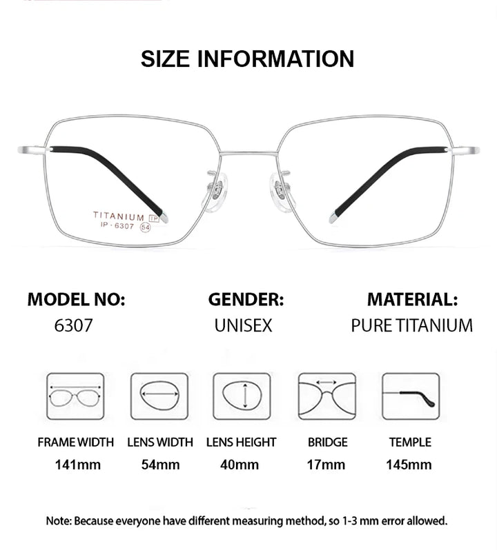 Summer Flower Men's Full Rim Polygon Square Titanium Eyeglasses 616307
