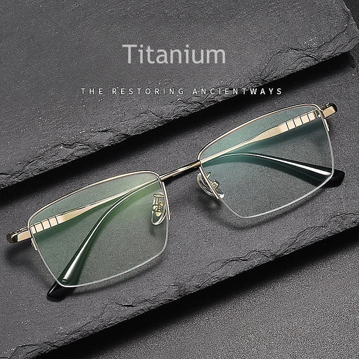 KatKani Men's Semi Rim Square Titanium Eyeglasses 88700 Semi Rim KatKani Eyeglasses   