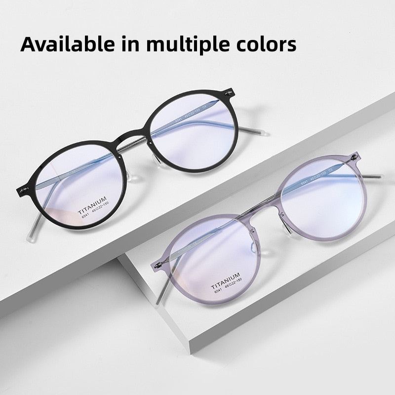 Hdcrafter Unisex Full Rim Round Titanium Eyeglasses 65411 Full Rim Hdcrafter Eyeglasses   