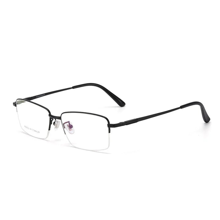 Brightzone Unisex Semi Rim Square Titanium Eyeglasses 71205 Semi Rim Brightzone Black