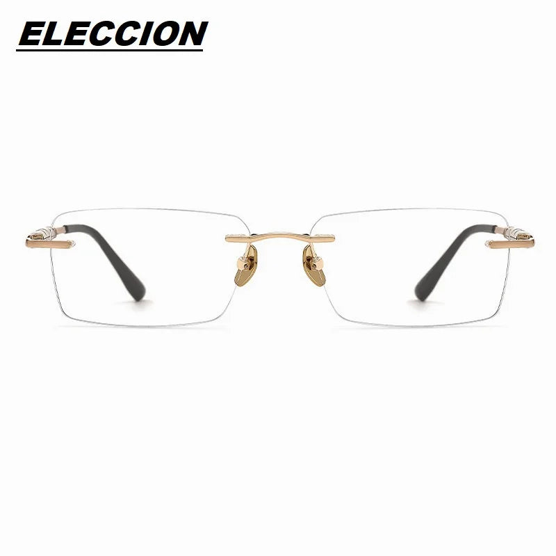 Eleccion Unisex Rimless Square Titanium Eyeglasses 7903