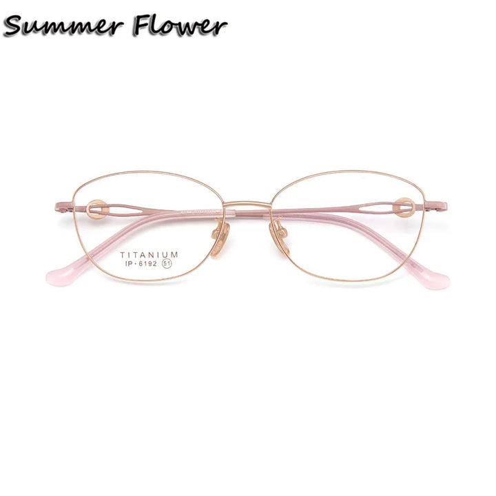 Summer Flower Women's Full Rim Oval Square Titanium Eyeglasses 86192 Full Rim Summer Flower Rose Gold