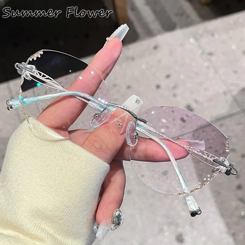 Summer Flower Women's Rimless Butterfly Titanium Eyeglasses 580513