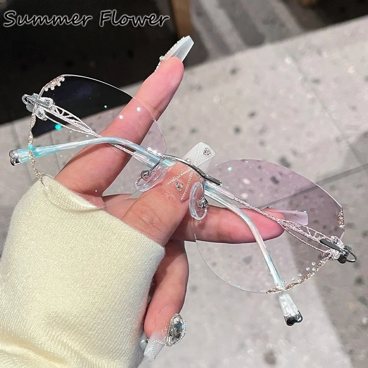 Summer Flower Women's Rimless Butterfly Titanium Eyeglasses 580513