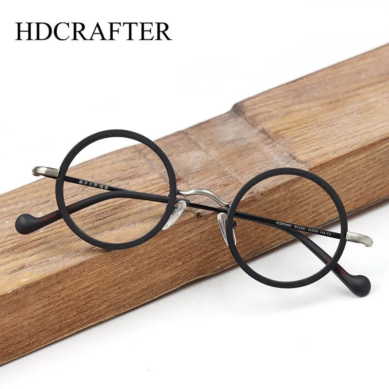 Hdcrafter Unisex Full Rim Round Titanium Eyeglasses Ft2381 Full Rim Hdcrafter Eyeglasses   