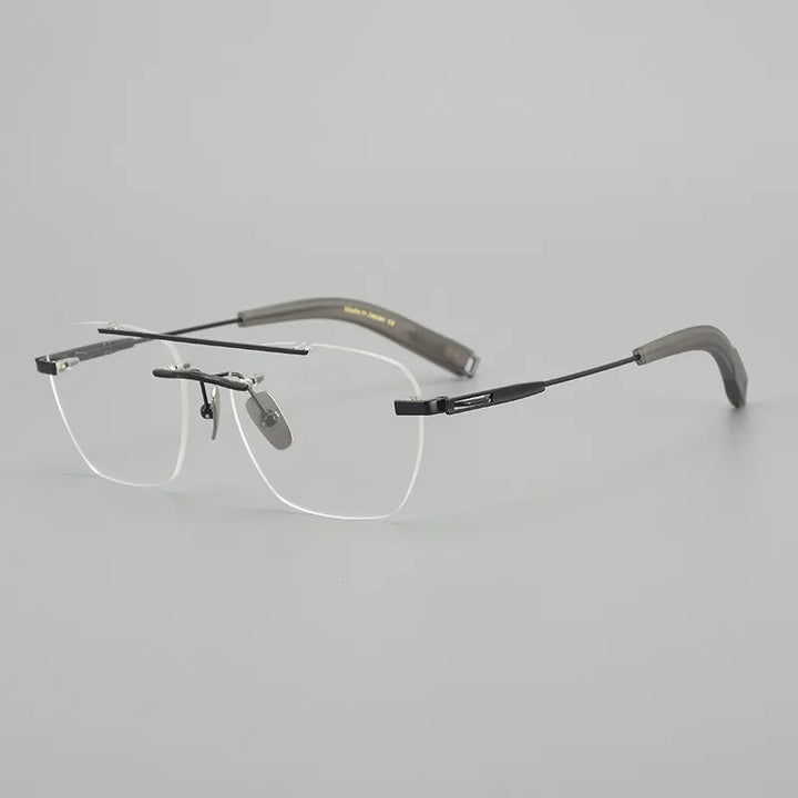 Hdcrafter Unisex Rimless Square Double Bridge Titanium Eyeglasses Dtx419 Rimless Hdcrafter Eyeglasses Black  