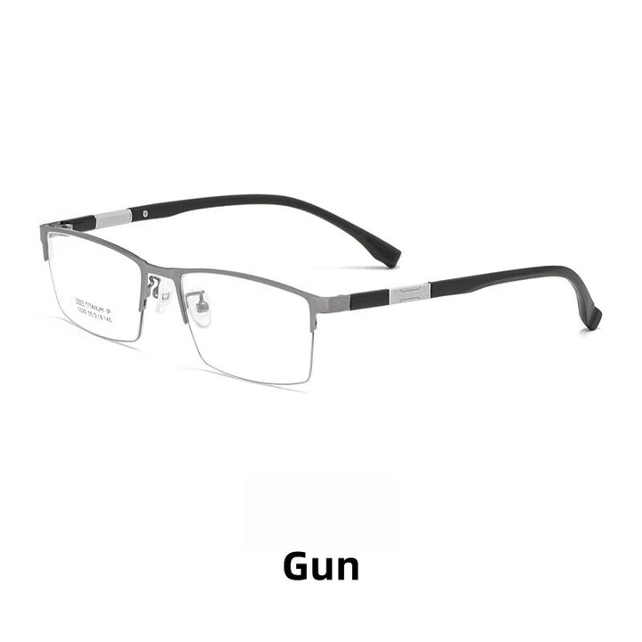 KatKani Men's Full Rim Large Square Tr 90 Titanium Eyeglasses 5029 Full Rim KatKani Eyeglasses GUN  