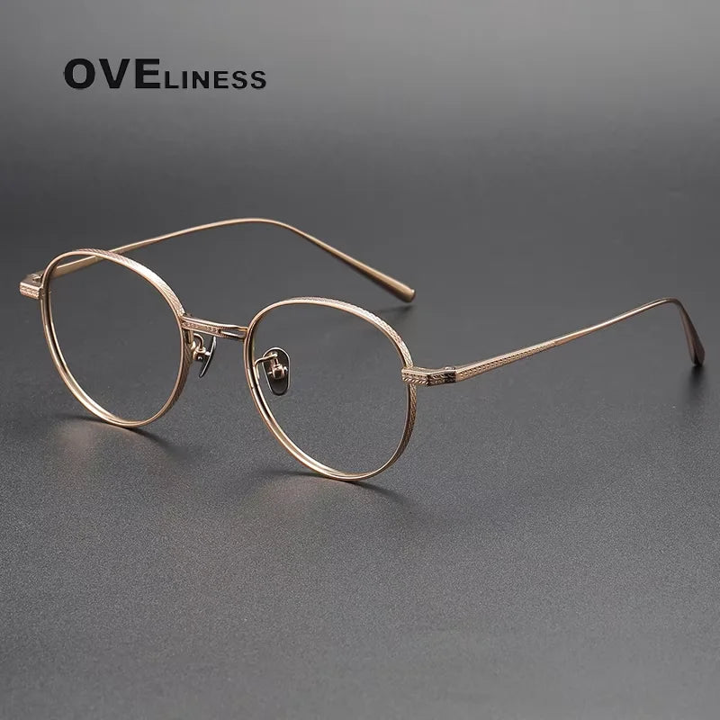 Oveliness Women's Full Rim Oval Round Titanium Eyeglasses 43027 Full Rim Oveliness rose gold