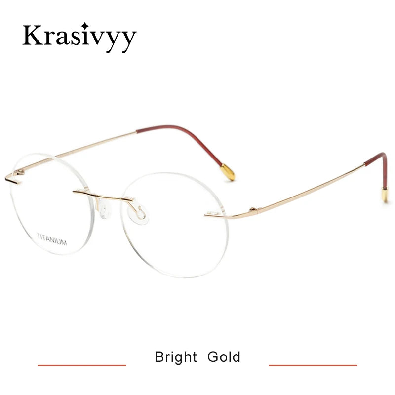 Krasivyy Unisex Rimless Round Pure Titanium Prescription Eyeglasses KR16012 - view 10