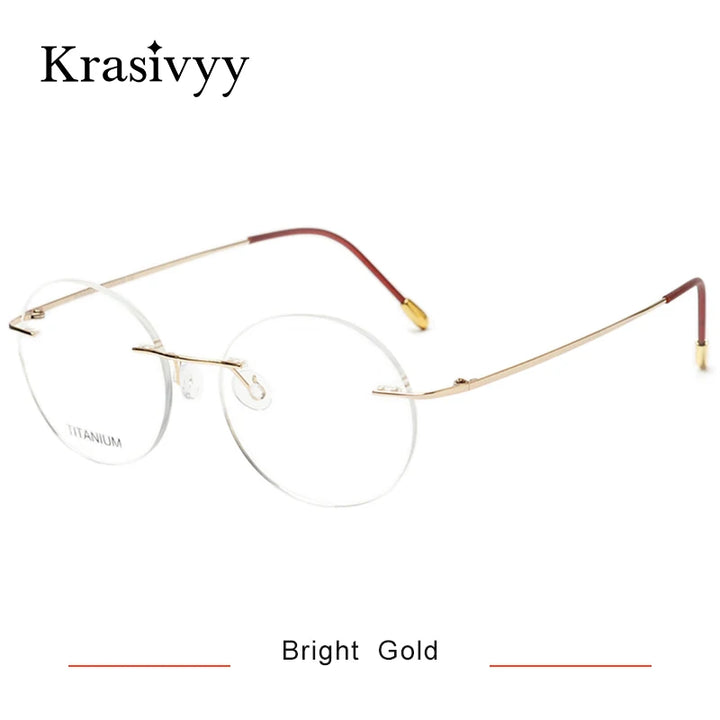 Krasivyy Unisex Rimless Round Pure Titanium Prescription Eyeglasses KR16012 - view 10
