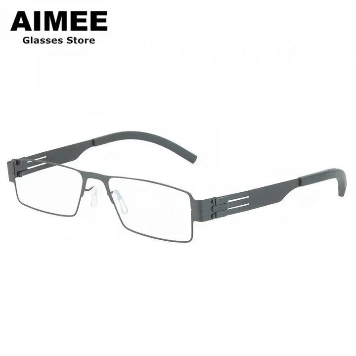 Aimee Unisex Full Rim Square Screwless Steel Eyeglasses 1132 Full Rim Aimee   