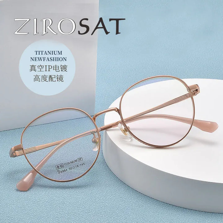 Zirosat Unisex Full Rim Oval Round Titanium Eyeglasses 6984 Full Rim Zirosat   