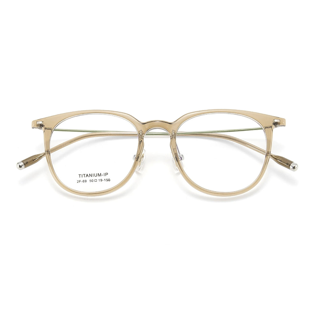 Yimaruili Unisex Full Rim Round Tr 90 Titanium Eyeglasses 236699