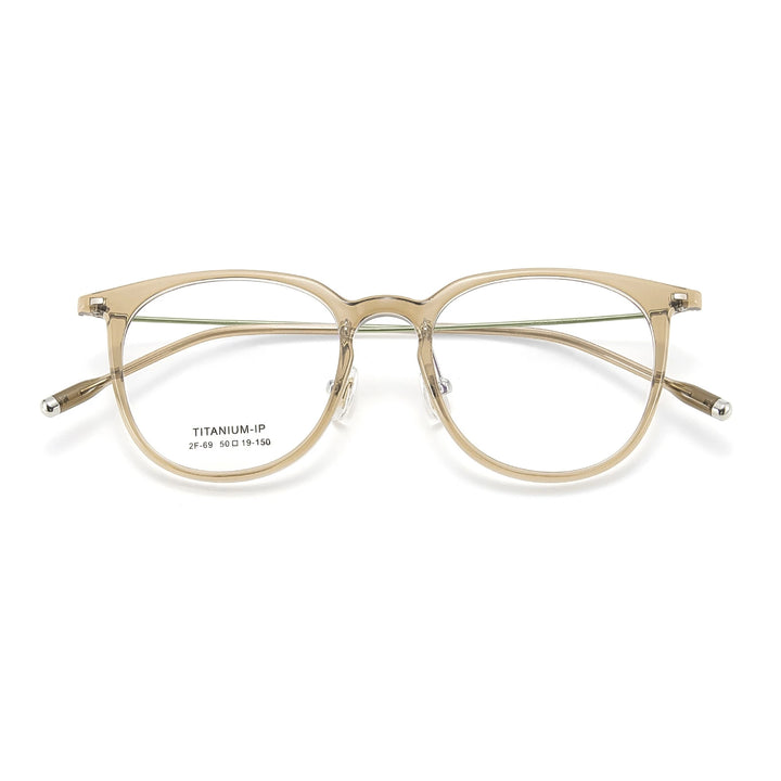 Yimaruili Unisex Full Rim Round Tr 90 Titanium Eyeglasses 236699