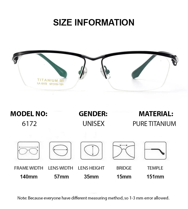 Summer Flower Unisex Semi Rim Square Brow Line Titanium Eyeglasses 86172 Semi Rim Summer Flower